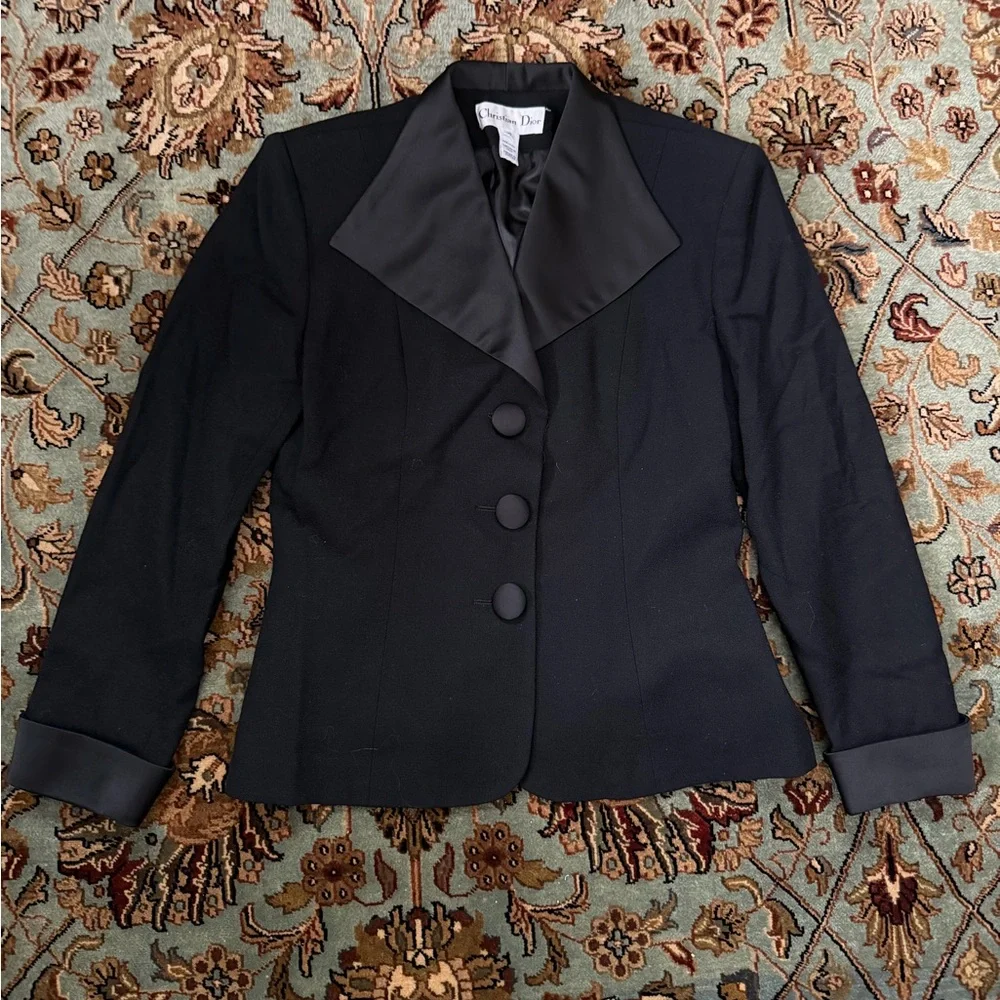 Vintage 90s Christian Dior Wool Skirt Suit Set